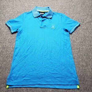 Psycho Bunny Polo Shirt Blue Pima Cotton Short Sleeve Slim Fit Mens Sz 2 (XXS)